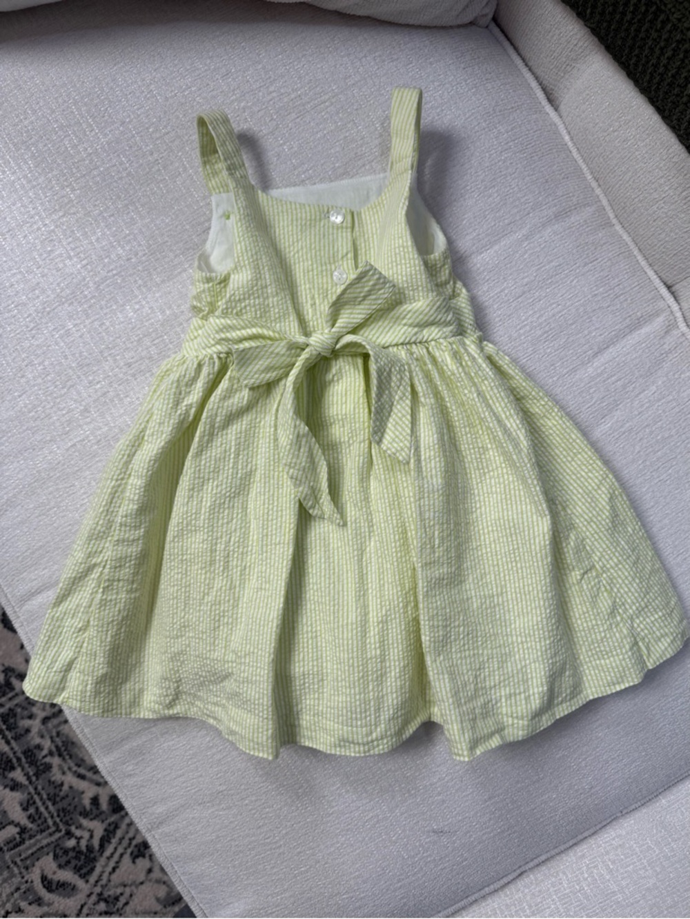 Janie & Jack Light Green & White Striped SunDress w/bloomers 100% Cotton - Picture 4 of 6